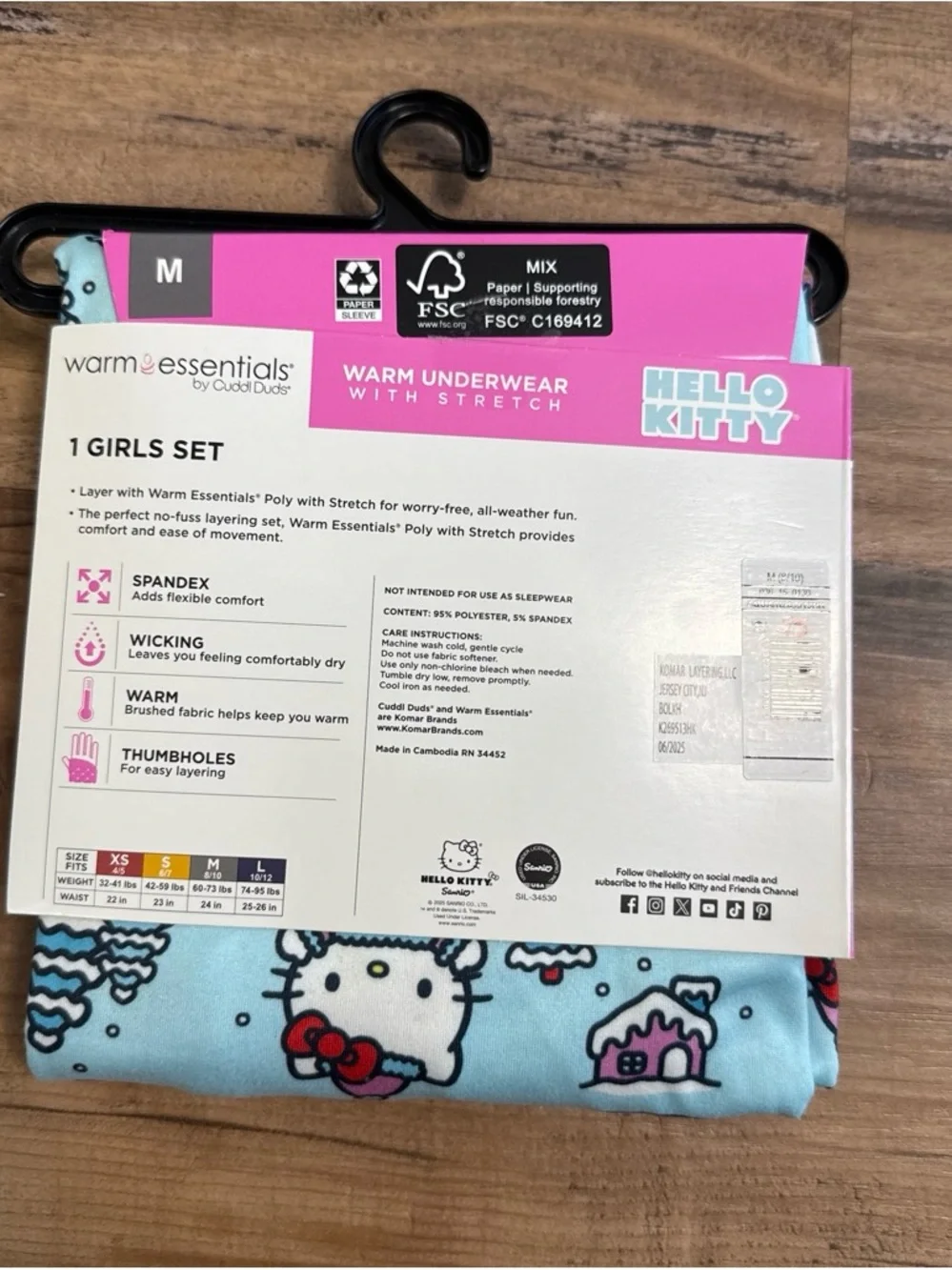 Cuddl Duds Hello Kitty Light Blue Girls Thermal Set
